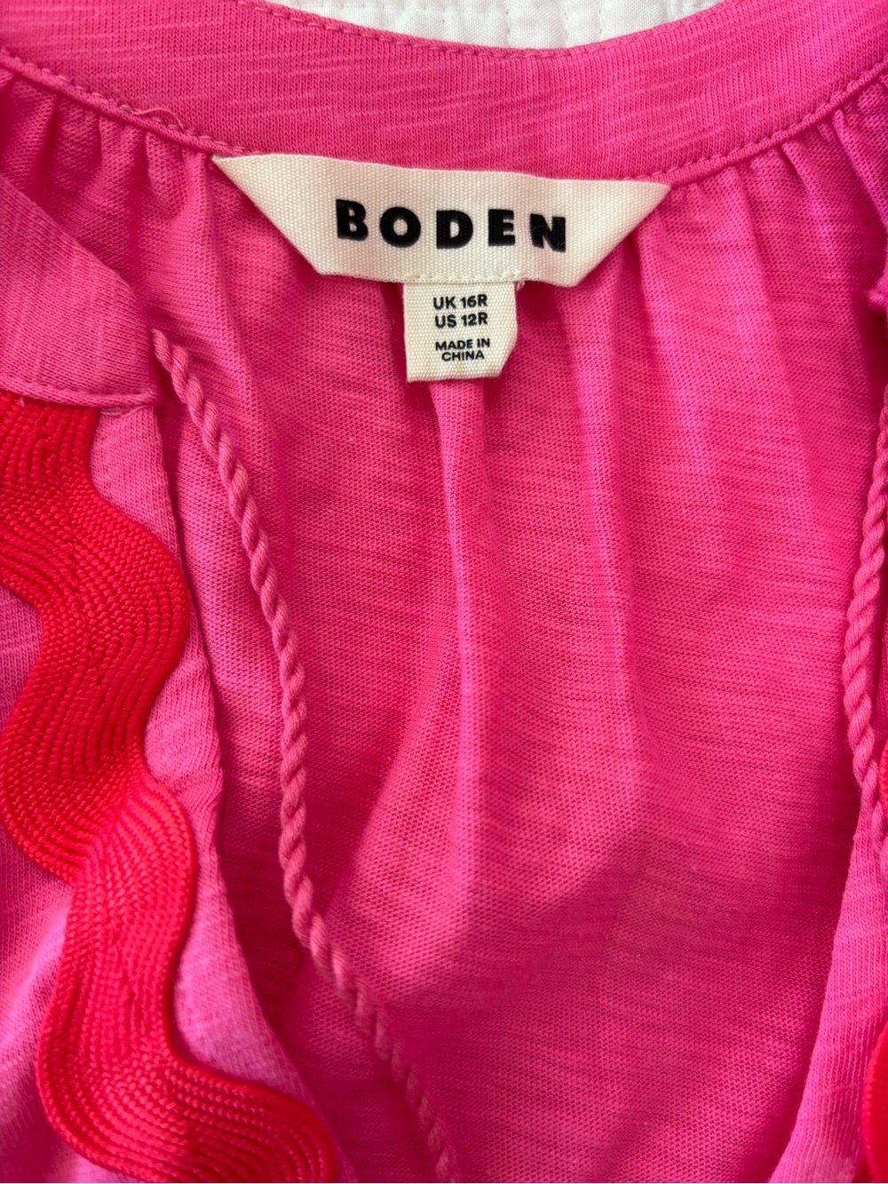 Boden Pink Rickrack Trim Jersey Dress 12R - Picture 10 of 12